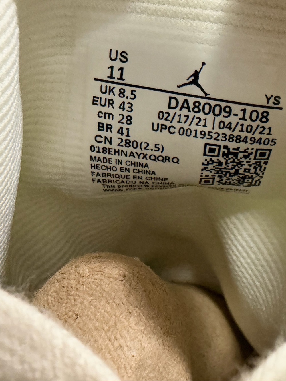 Nike Air Jordan 1 Mid SE Corduroy Sail Size 11 Women/ 9.5 Men NEW DA8009108 - Picture 7 of 10